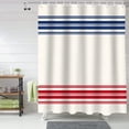 thumbnail image 2 of Red Blue Stripes Shower Curtain, Happy 4 th of July Shower Curtain Set with Hooks, Spring Summer Waterproof Fabric Shower Curtains for Bathroom Decor, 72x72 Inch Bath Curtain, 2 of 6