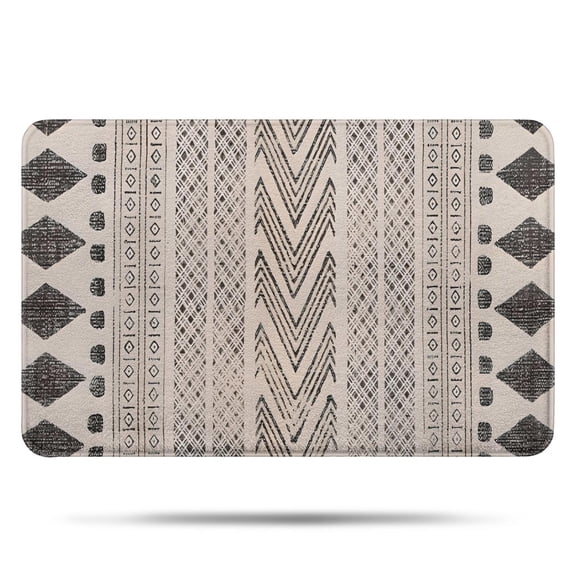 Boho Black and White Tribal Ethnic Pattern Bathroom Rugs Mat,Non Slip Microfiber Bathroom Rug,Rubber Backing,Soft Bathroom Mats for Bathroom Floor,Tub and Shower,17x27in(43x68cm)