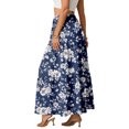 thumbnail image 4 of LWavelet Women Floral Print Tiered Maxi Skirt Elastic Waist With Pockets Boho Summer Long Skirt Dark Blue S, 4 of 6