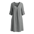 thumbnail image 5 of Dresses for Women Jerdar Womens Linen Shirt Dress Summer Casual Short Sleeve Button Down Beach Cover Up Shirts with Pockets L, 5 of 6