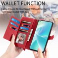 thumbnail image 2 of Dteck Zipper Wallet Case for Samsung Galaxy A35, Embossed Magnetic PU Leather Card Slots Pocket Wallet Case Shockproof Rubber Kickstand Full Body Protective Cover with Wrist Strap, Red, 2 of 6