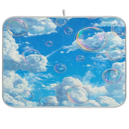 

Kitchen Drying Mat 16x18In Drying Dish Mat Dish Drying Mats Kitchen Countertop Multi-Function Drain Drying Mat Kitchen Table White Cloud Color Bubble