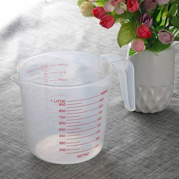 Plastique transparent 1L mesure pichet tasse poignée cuisson aboiement  cuisine laboratoire 1000 ml récipient gradué cruche 
