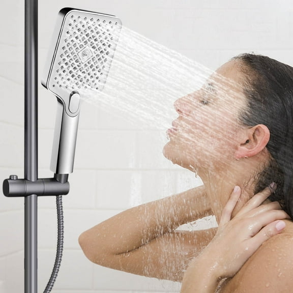 JGJJUGN High Pressure Handheld Shower Head with Turbocharged Nozzle - Powerful Water Saving Shower Spray - 3 Spray Modes - Easy Install with 1.5m Hose - Ergonomic & Durable Design