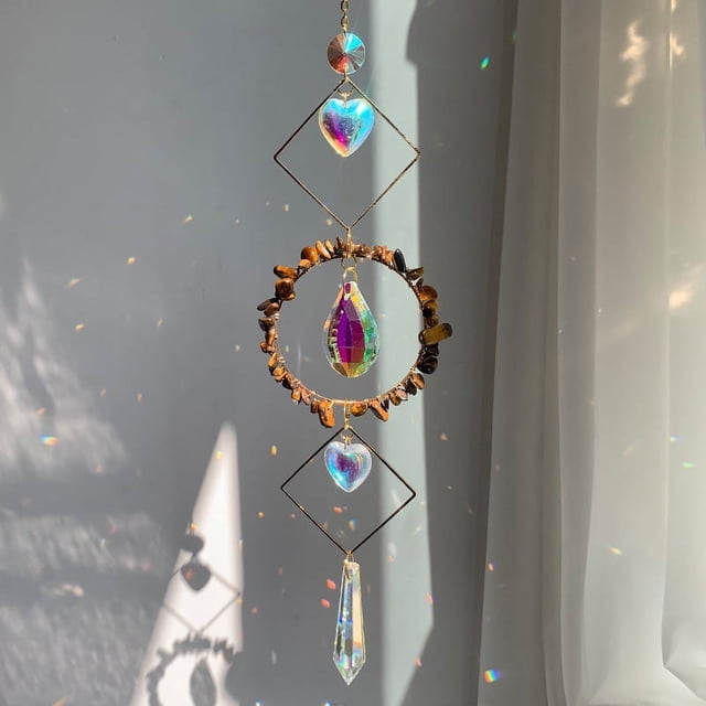 Xiao Hua Bola de prismas de cristal atrapasol para colgar en la ventana, decoración navideña para jardín - B25