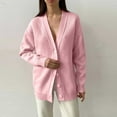 thumbnail image 2 of Womens Soft Sweater Cardigans Button Up Long Sleeve V Neck Knit Sweaters Solid Color Comfy Casual Fall Outerwear (Free Size, Pink), 2 of 7