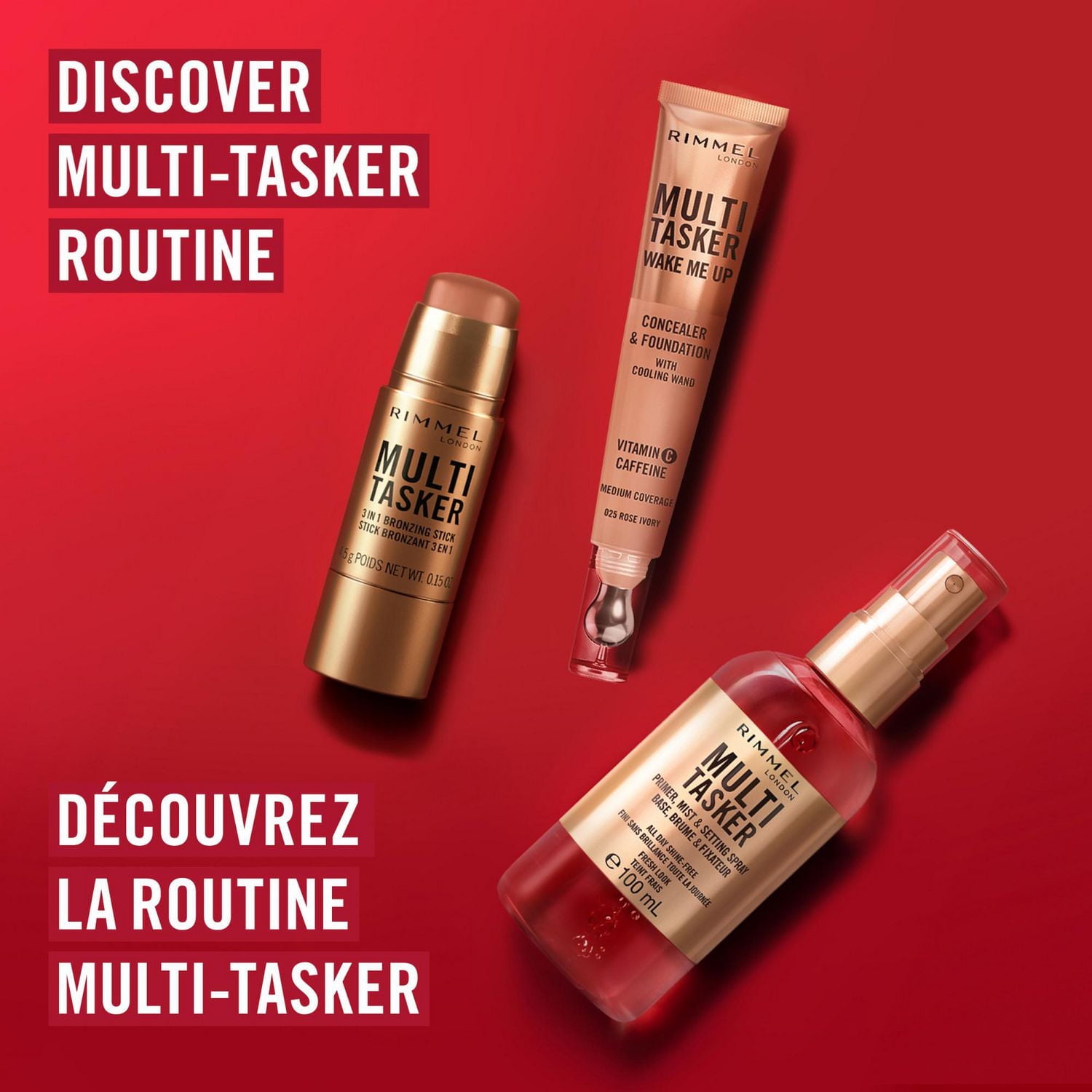 Rimmel Multi Tasker stick bronzant, sculptant et contouring, tenue toute la journée, fini frais