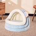 thumbnail image 4 of Linda cama para gatos para interior, nido para gatos, cómoda base antideslizante, cama para cachorros lavable y cálido, cueva para perros para conejos Azul, 4 of 7