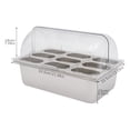 thumbnail image 2 of Countertop Food Serving Display Container, 9 Compartments Stainless Steel Condiment Dispenser Display Rack with Lid, 9 Pcs Clamps 9 Pcs Spoons 3 Pcs Water Bags for Salad Buffet Restaurant Bar Fruit, 2 of 13