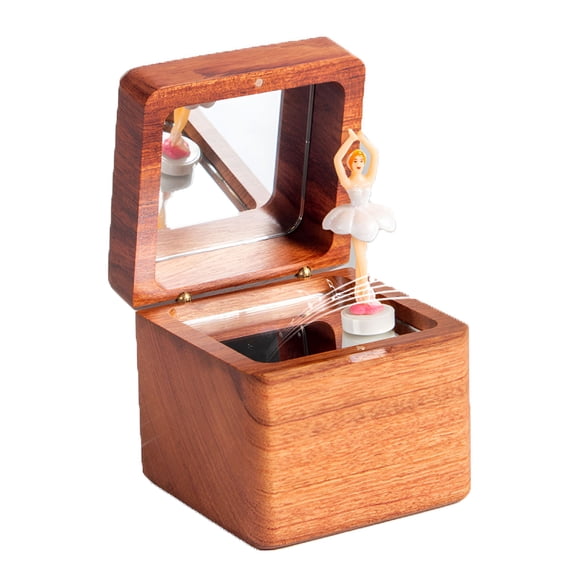 BESTSKY Wooden Wine Red Ballerina Spinning Dancing Girl Music Box (Swan Lake) Creativity for Friends,Girls,and Children Birthday Gift