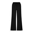 thumbnail image 4 of Lmnyox Cotton Linen Pants for Women Summer Wide Leg Drawstring Palazzo Pants Flowy Vacation Trousers, 4 of 6