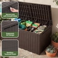thumbnail image 2 of Dextrus 240 Gallon XXL Deck Box, Weatherproof Resin Outdoor Storage with Lock, 3-Person Bench for Patio, Garden, Pool, Dark Brown, 2 of 7