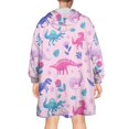 thumbnail image 2 of Wearable Oversized Blanket,Pink Dinosaurs Flowers Leaves Pattern Wearable Blanket Hoodie for Adults,Cozy Hooded Blankets with Super Pockets,Super Warm Fuzzy Pullover for Women & Men, 2 of 6