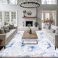 thumbnail image 3 of Large Area Rugs for Living Room Bedroom, Blue Flower 5'x8' Rug Washable Carpet Runner Indoor Outdoor, Watercolor Floral Botanical Line Drawing Print Non Slip Floor Mats Rug for Kitchen, Bathroom, 3 of 8