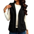 thumbnail image 6 of Sevevn Women's Hooded Fleece Vest with Pockets Soft Sherpa Sleeveless Vest Cozy Open Front Hooded Vest Jacket Warm Casual Layering Outerwear for Fall Winter Travel Hiking Daily Wear, 6 of 9