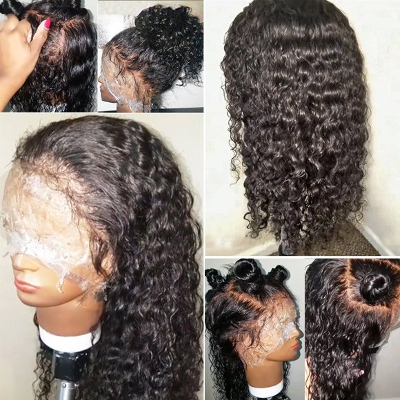 JYZ Burmese Curly Hair Lace Front Wigs Human Hair 180% Density Pre Plucked Bleached Knots with Baby Hair 13X4 HD Lace Brazilian Wet Raw Human Hair Wigs 12 Inch Free Part Natural Color