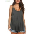 thumbnail image 5 of BadPiggies Women Flowy V Neck Sleeveless Tank Tops Summer Sexy Casual Double Spaghetti Straps Camisole Vest (L, Gray), 5 of 7