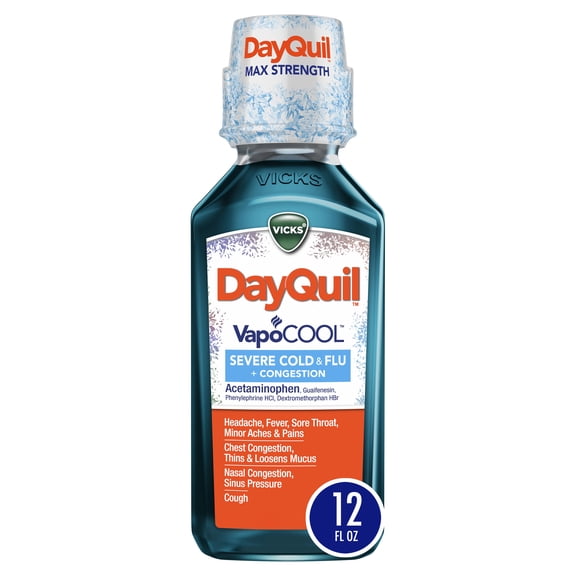 Vicks DayQuil VapoCOOL SEVERE Cold, Flu, and Congestion Medicine, Menthol, 12 fl oz
