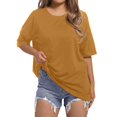 thumbnail image 1 of Chemises à Manches Longues Amples et Longues pour Femmes, Printemps Été, Manches Mi-Longues, Col en V, Col Roulé Simulé, Tunique en Coton à Manches Longues pour Femmes, T, Col Rond, Chemises à Manches Longues pour Femmes, Chemise, 1 of 5