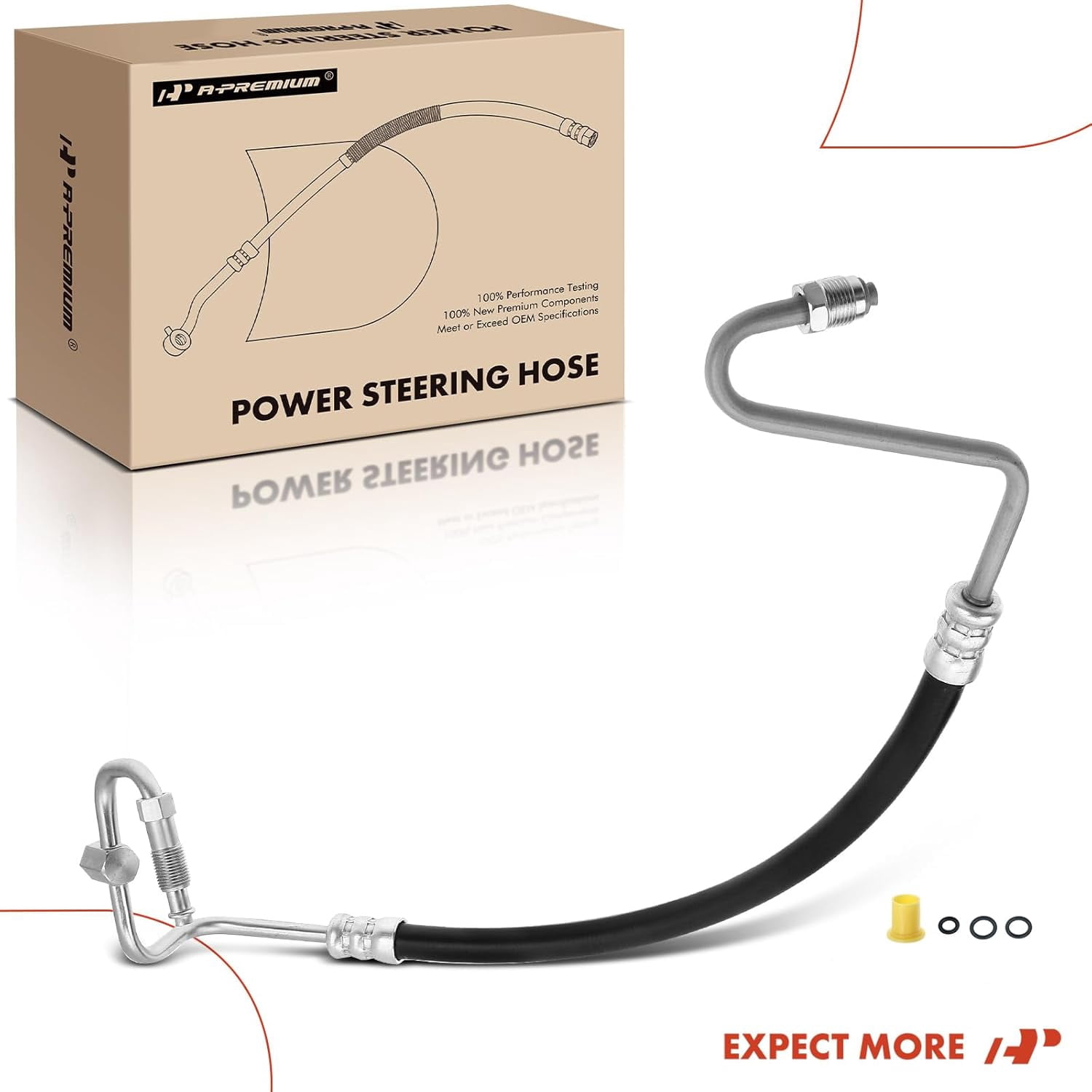 A-Premium Power Steering Pressure Hose Line Assembly Compatible with Jeep Wrangler SE, TJ SE, 1997 1998 1999 2000 2001 2002, 2.5L, with O-ring, Pump to Rack/Gear