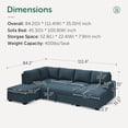 thumbnail image 2 of Marrber 111” Blue Reversible U Shaped Spacious Sectional Sleeper Sofa with Pull Out Bed and Storage, Corduroy Tufted, 2 of 9
