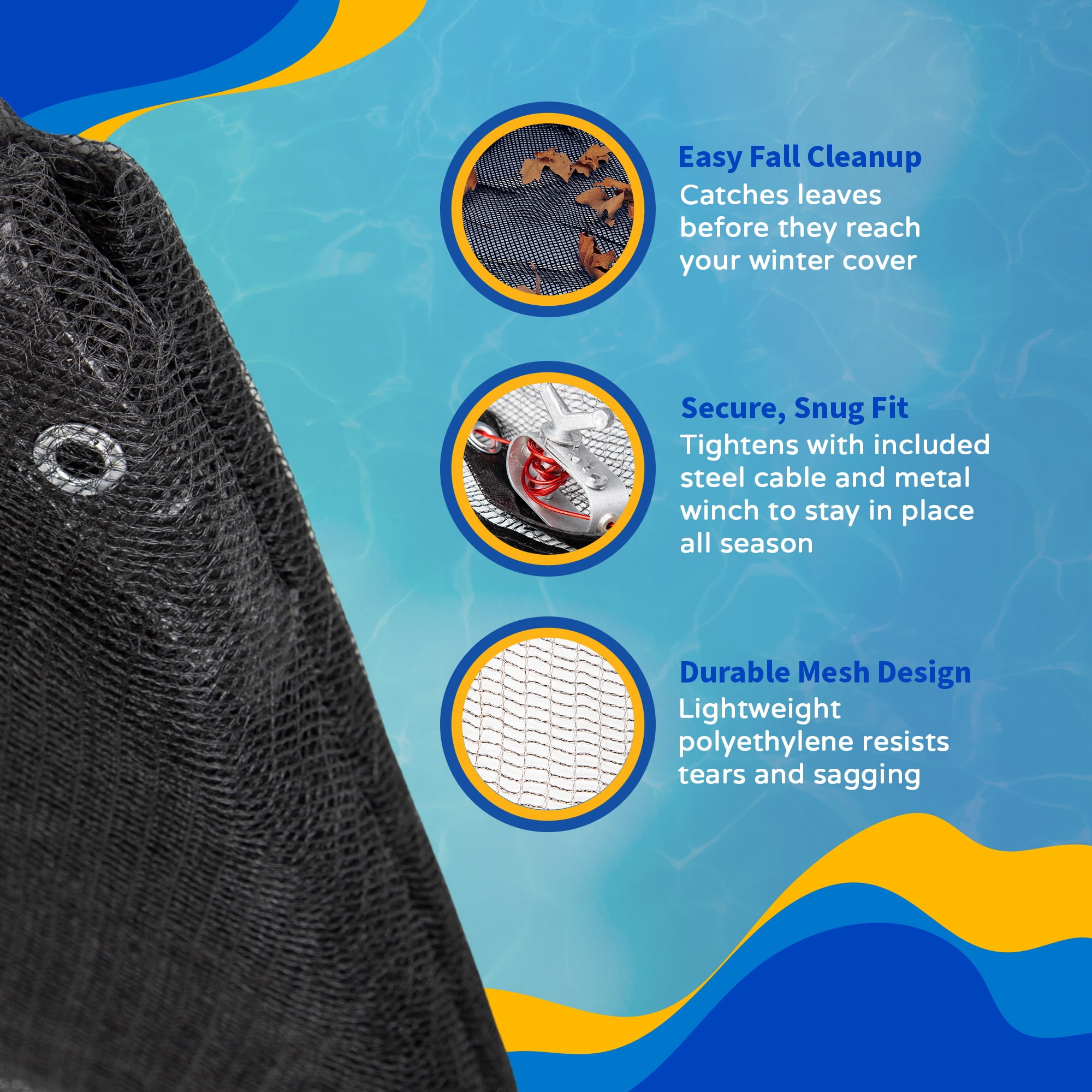 Blue Wave 16' x 32' Oval Pool Leaf Net Cover, Black