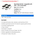 thumbnail image 2 of Rear Brake Pad Set - Compatible with 2007 - 2012 Lincoln MKZ 2008 2009 2010 2011, 2 of 2