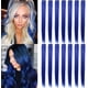thumbnail image 1 of ECOCHARMS 14 extensiones de cabello con clip de colores, peluca azul zafiro, extensiones de cabello liso, clip para mujer, multicolor, reflejos de fiesta, postizos (juego azul), 1 of 5