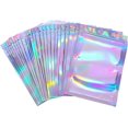 thumbnail image 1 of 50 Pieces Resealable Foil Pouch Bag Foil Pouch Bags Holographic Packaging Bags Foil Storage Bag For Food Storage (10.5*15cm), 1 of 4
