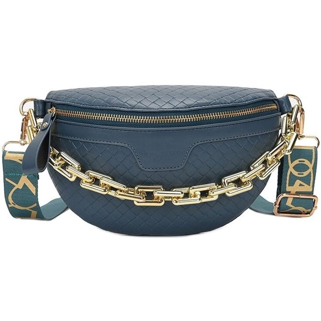 Asge Grueso de la Cadena de las Mujeres Fanny Pack a Cuadros de cuero de la Cintura de la Bolsa de Hombro Crossbody Pecho Bolsas Asge Con 1 compartimento principal y 1 bolsillo interior con cremallera
