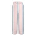 thumbnail image 4 of Women's Casual Pants Striped Linen Pants For Women Summer Casual Wide Leg Pants With Pockets Comfy Cropped Palazzo Pants,Pink Women's Casual Pants XXL, 4 of 5