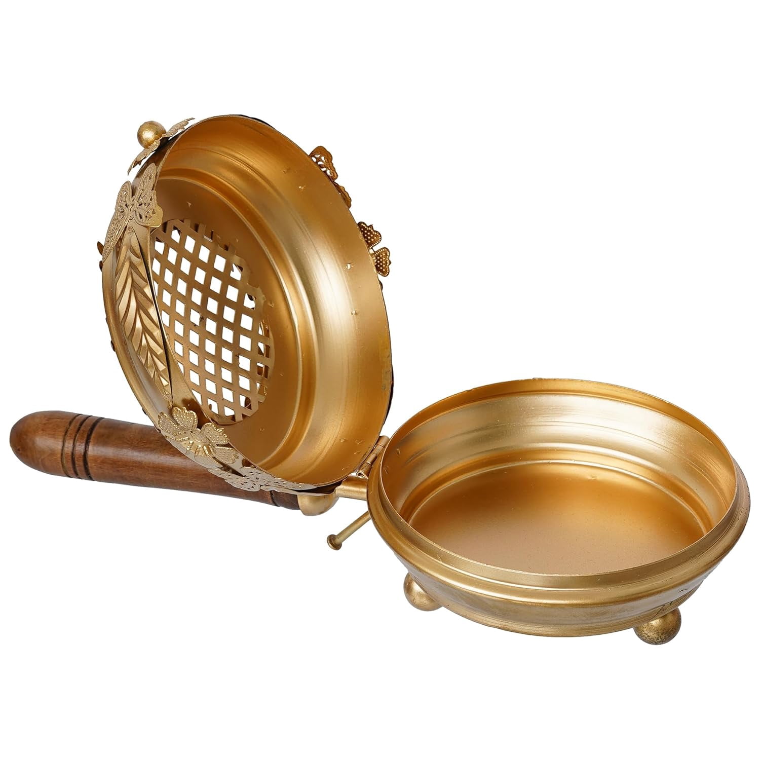 Metal Incense Burner Butterfly Loban Dani Dhoop Dani,Sambrani Holder Aarti Metal Loban Dhoop Dani/Dhoop Dani Burner for Home Office Temple Puja - Dhoop Stand