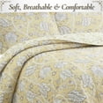 thumbnail image 6 of Cozy Line Home Fashions Flaxen Yellow Tan Brown Floral 3 Piece Cotton Quilt Bedding Set, 6 of 8