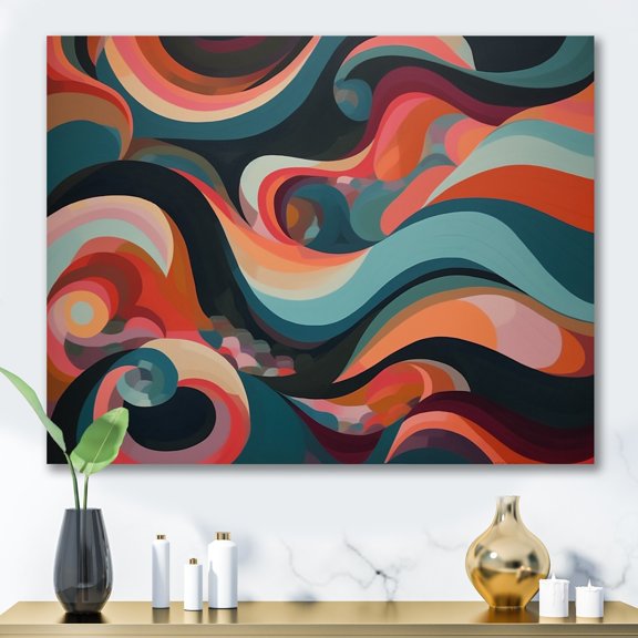 Designart "Abstracted Forms In Balance II" Modern Midcentury Canvas Wall Art