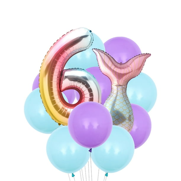Juego de 12 globos de cola de sirena TOMSHOO Número 6