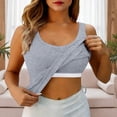 thumbnail image 2 of TrendOFT Womens Tank Tops with Built in Bras High Neck Fitted Crop Tops Spaghetti Strap Camisole Layering Basic Shirts Light Gray S, 2 of 9