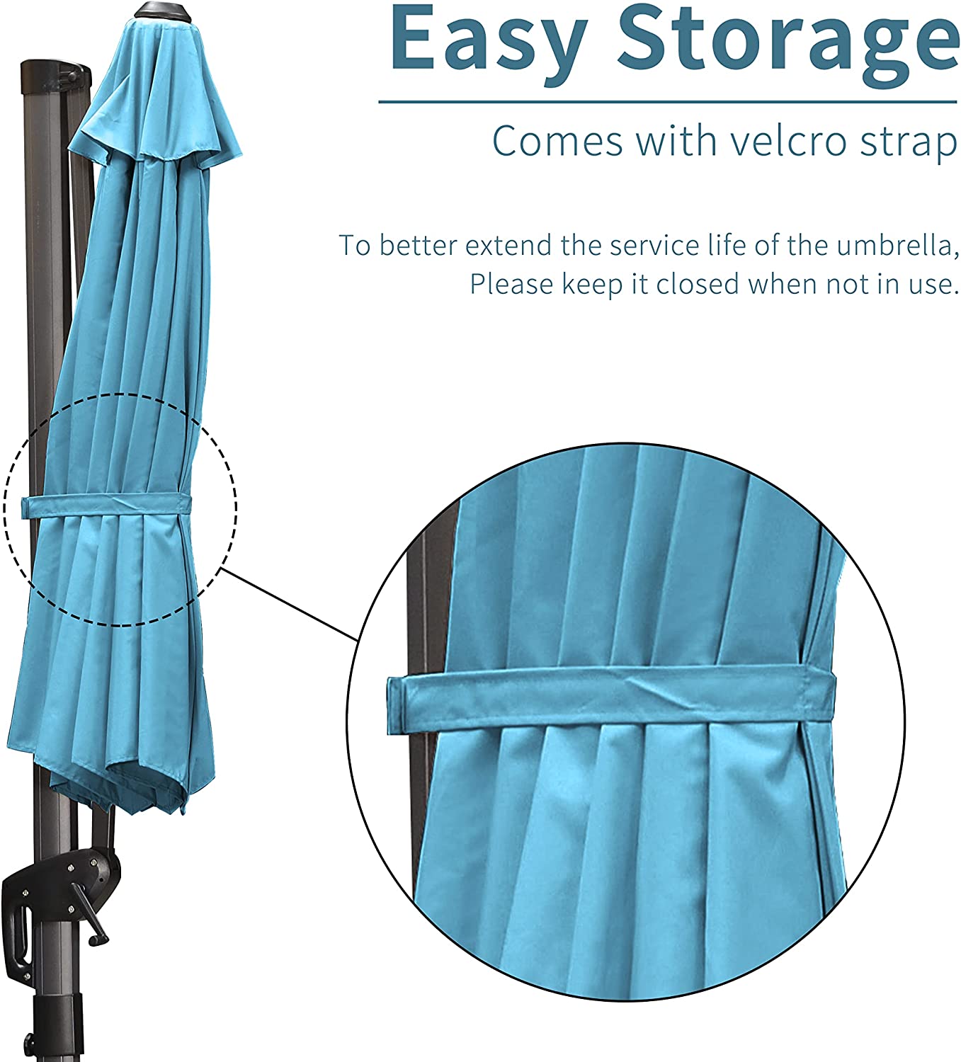PURPLE LEAF 9x9 Ft Cantilever Umbrella Square Outdoor Patio Umbrella Large Offset Hanging Umbrella Aluminum Umbrella with 360°Rotation Adjustable Garden Pool Umbrella,Turquoise Blue