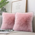 thumbnail image 1 of Junovo 2 PCS Luxurious Faux Fur Pillowcase, 18"*18", Pink, 1 of 6