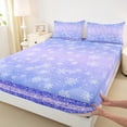 thumbnail image 3 of Castle Fairy White Snowflakes 3pcs Twin Sheet Sets,Merry Christmas Twin Fitted Sheet,Bling Glitter Breathable Flat Sheet,Lightweight Gradient Room Decor, 3 of 7