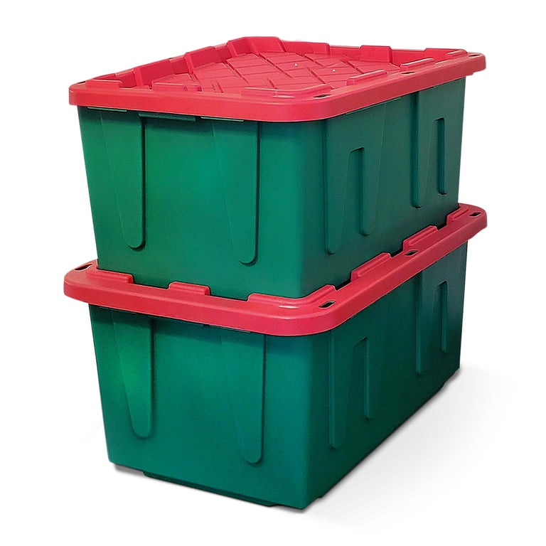 Homz, Durabilt Heavy-Duty Holiday Storage Tote, 27 Gallon, Red