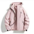 Busydd Womens Coats Zip Up Windproof Ski Snow Jacket Detachable Solid