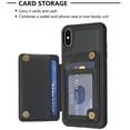 thumbnail image 4 of Dteck for Apple iPhone XS/X Card Holder Back Case with Pockets, Premium PU Leather ID Cash Credit Slots Magnetic Kickstand Flip Folio Slim Hard Protective Cover, black, 4 of 7