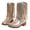 Gold, variant on Girls Cowboy Boots Glitter Fringe Low Heel Mid Calf Western Sequin Party Boots Size 4