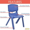 thumbnail image 2 of JOON Stackable Plastic Kids Learning Chairs, 20.5x12.75X11 Inches, The Perfect Chair for Playrooms, Schools, Daycares and Home, Dark Blue, (2-Pack), 2 of 8
