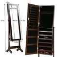 thumbnail image 7 of FDW Jewelry Cabinet Standing Mounted Lockable 61" H Jewelry Armoire With 2 Drawers 6 Shelves 43.3"×10.6" Mirror High Capacity Jewelry Organizer , Brown, 7 of 7