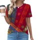 thumbnail image 2 of Tops Cortos para las Mujeres Cuello Redondo Impreso Sudadera Plisada Manga Corta, Tops de Baile para las Mujeres Primavera Verano, 2 of 4
