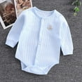 thumbnail image 2 of KyCheLot Cotton Romper for Girls Boys Snap Long Sleeve Bodysuit Solid Color Clothes Newborn 0-12 Months, 2 of 6