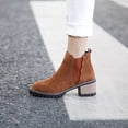 thumbnail image 5 of Fesfesfes Chelsea Boots Women High Heels Thick Heel Boots Fleece Pointed Toe Short Boots 7(39), 5 of 9