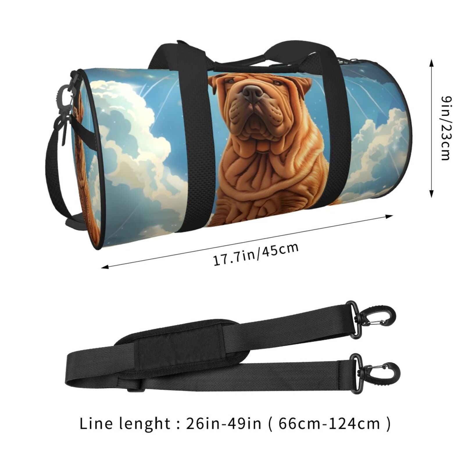 Vsdgher Sunshine Cloud Bulldog 45L Foldable Duffel Bag, Sports Gym Bag,Overnight Bag, Portable Weekender Bag for Airplanes