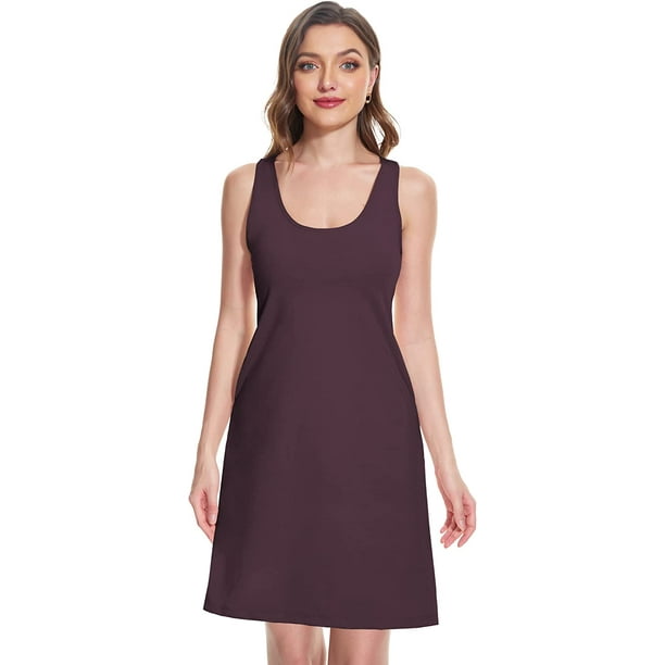 DYLH Women Cotton Nightgown with Shelf Bra Removable Pads Sleepwear